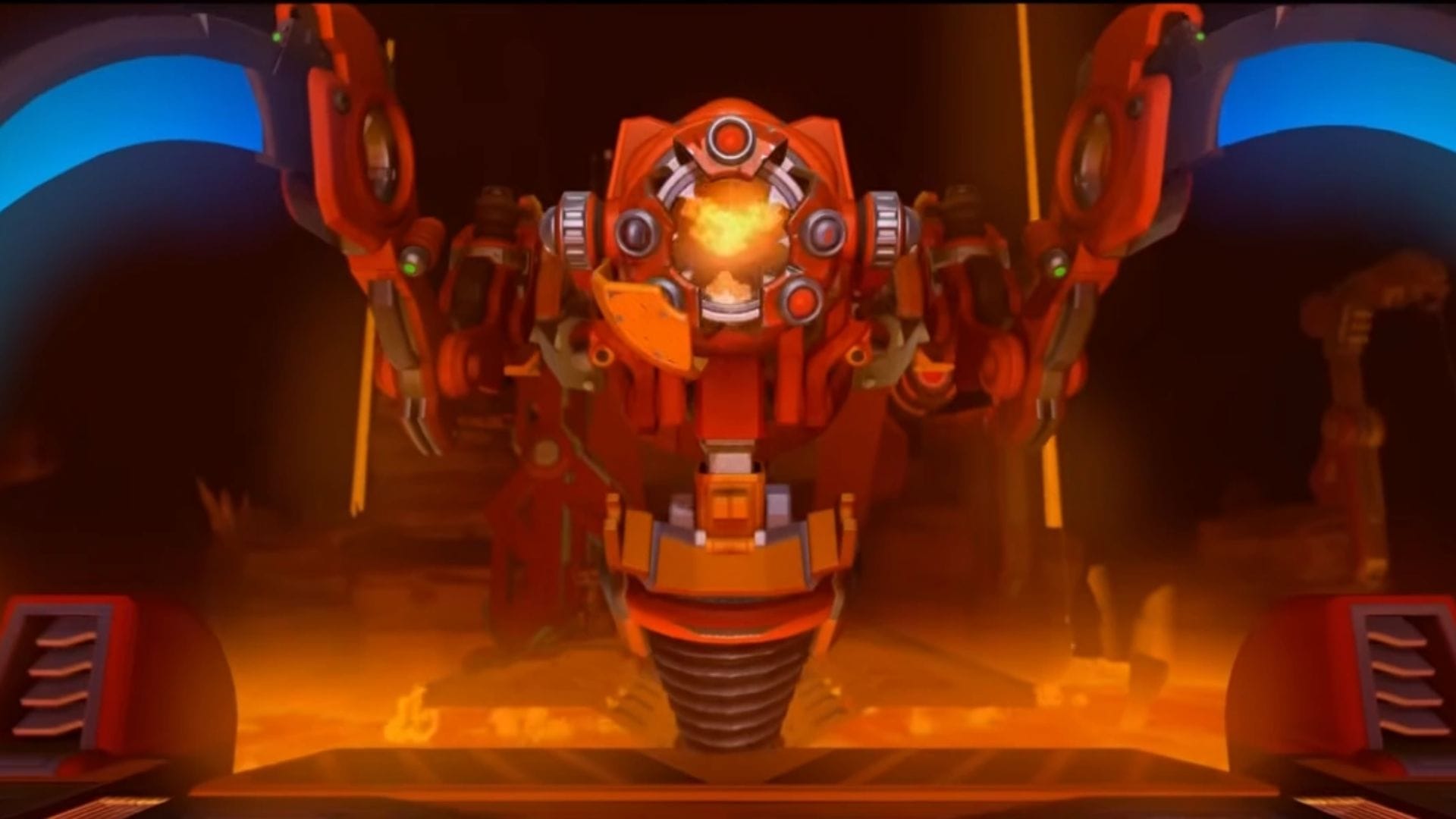 Trash Bot boss on a warehouse rooftop in Scrap Mechanic