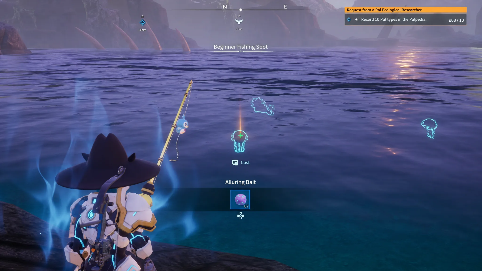 A player crafting a fishing rod in Palworld