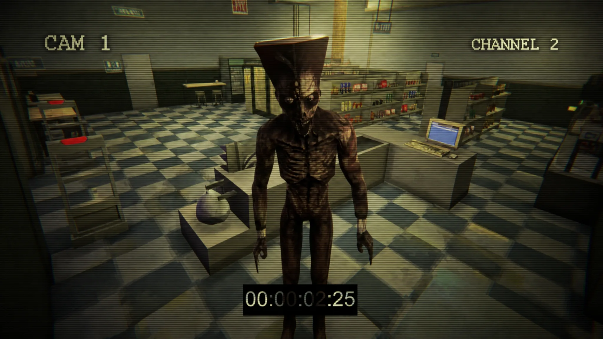 Corpse doppelganger in front of camera