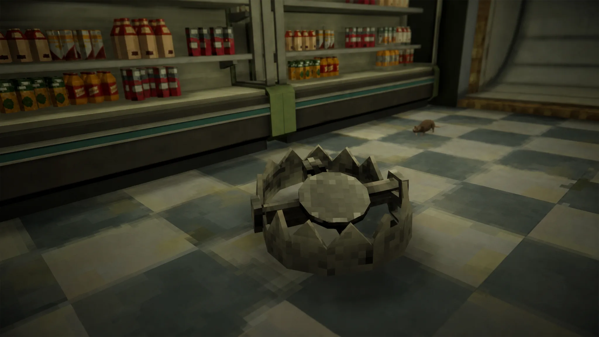 Close up of a trap on the market floor