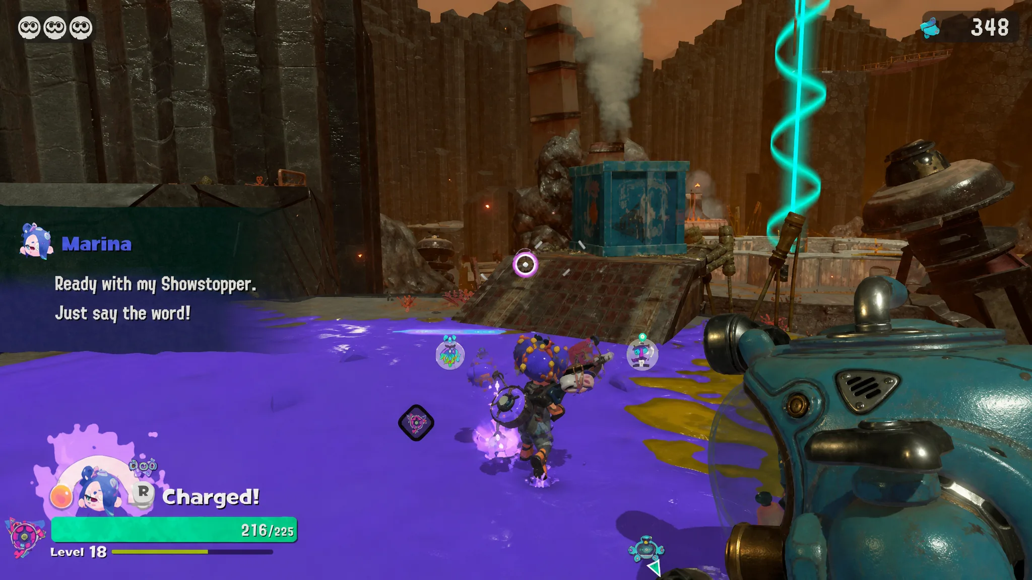 where to find the Splatoon Raiders - uven crater compass