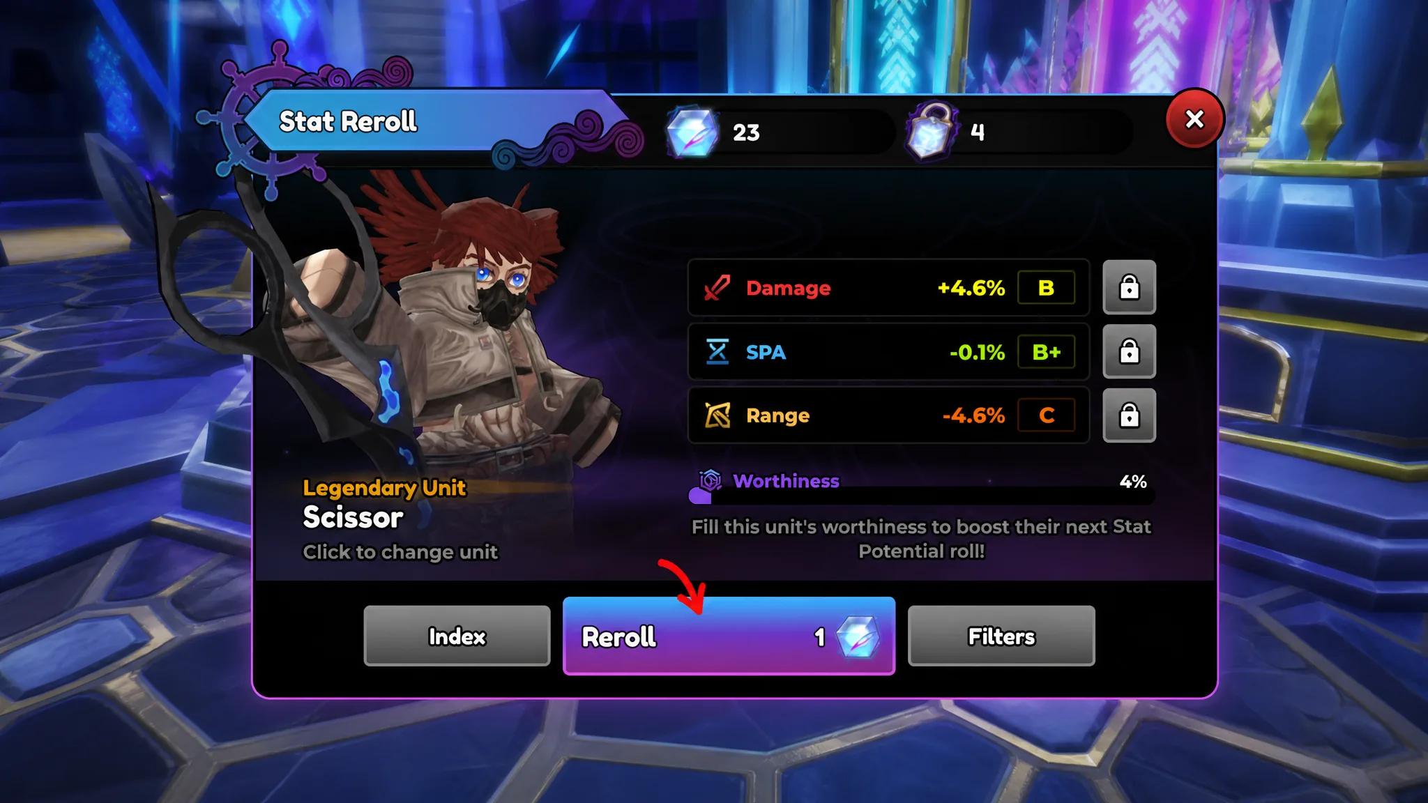 Stat reroll in Anime Expeditions