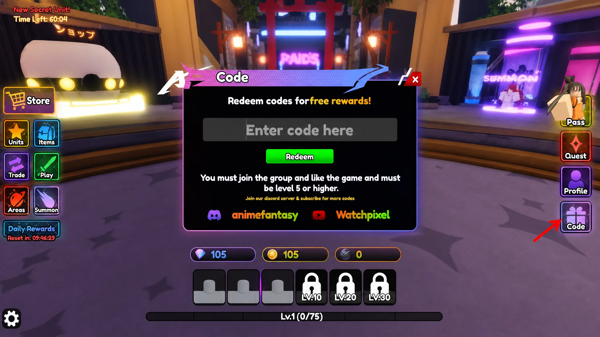 Anime Fantasty Code Redeem