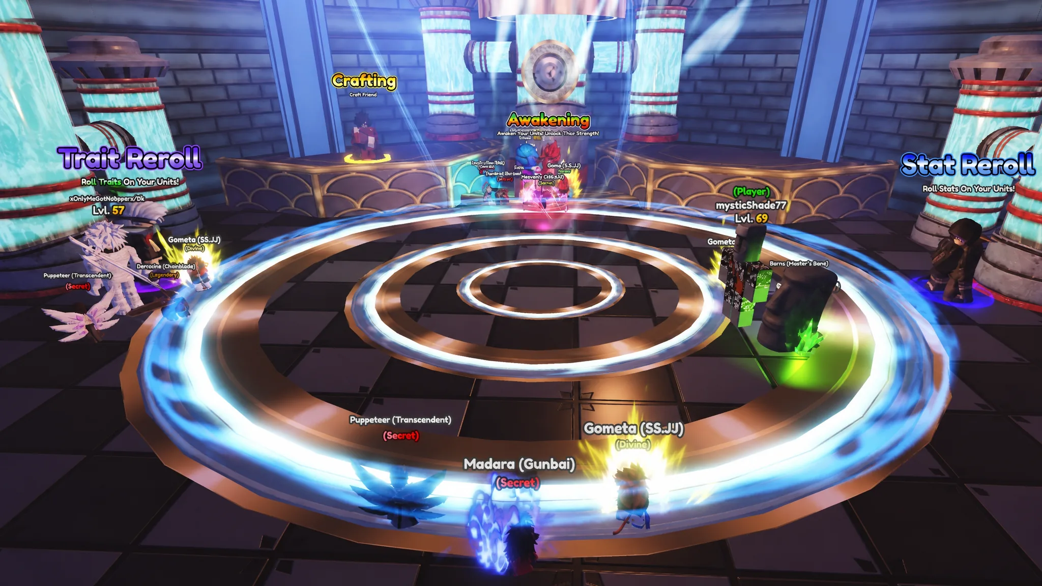 Trait Reroll, Stat Reroll, Awakening and Crafting NPCs in Anime Squadron