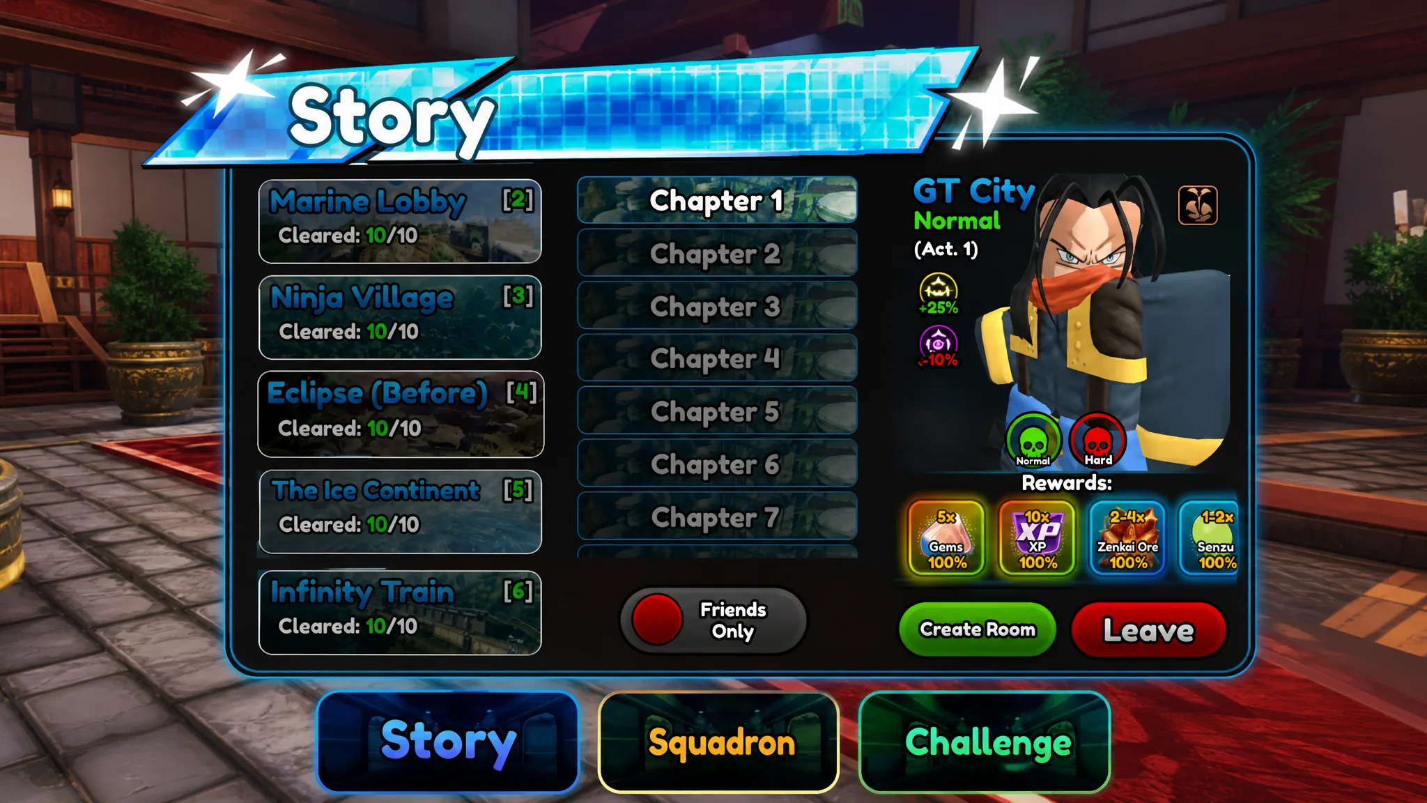 Story Stages list in Anime Squadron