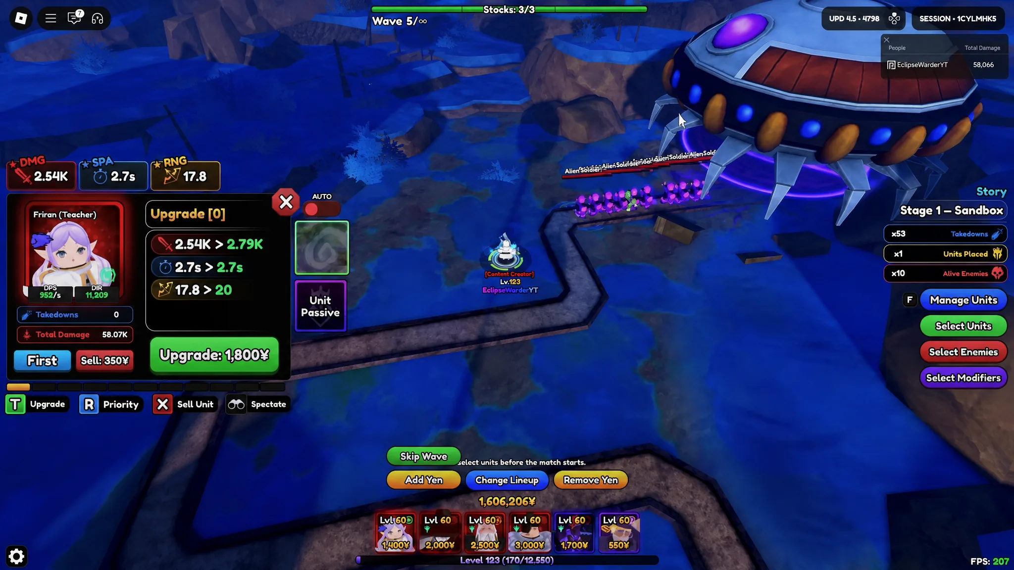 The Mimic Chest equipped on Friran (Teacher) in Anime Vanguards