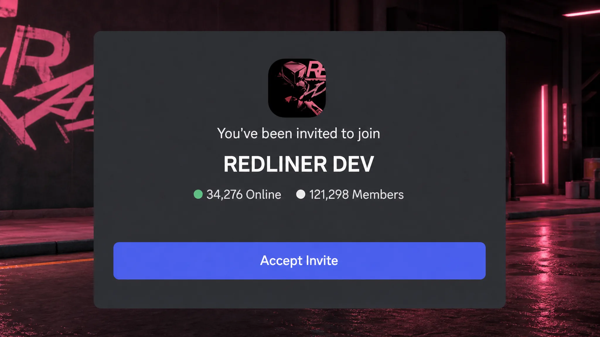 Redliner codes: An image of the Redliner discord server