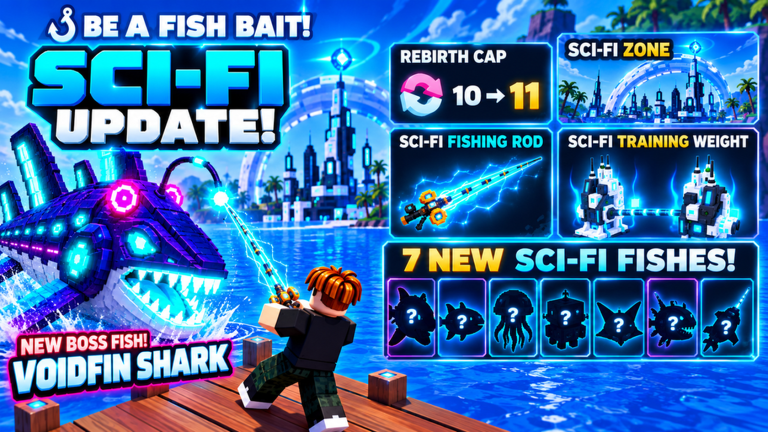 Artwork for the 🤖 SCI-FI UPDATE event in BE A FISH BAIT! SCI-FI UPD