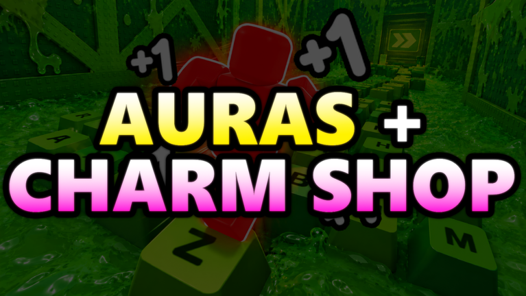 Artwork for the AURAS + CHARM SHOP! event in +1 Speed Slime Keyboard Escape