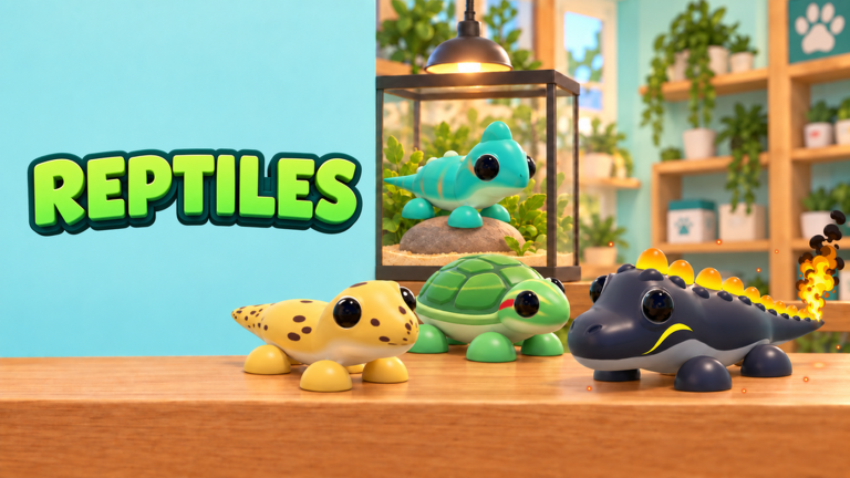 Artwork for the Reptiles! event in Pet Store Tycoon