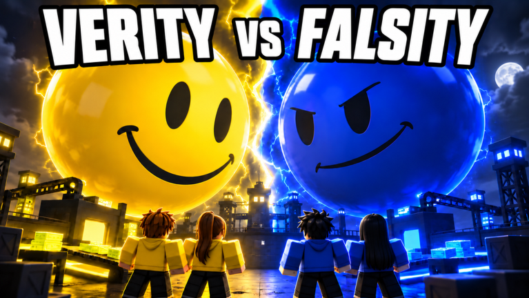 Artwork for the VERITY VS FALSITY event in 2 Player Raid Tycoon