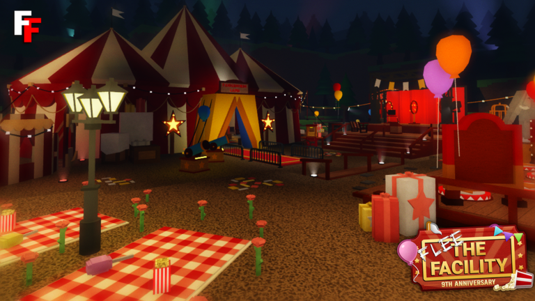 Artwork for the 🎂 9th Anniversary 🎪 event in Flee the Facility