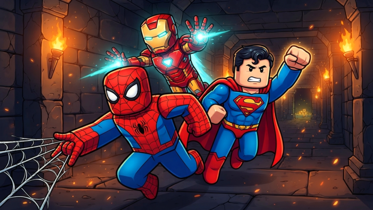 Artwork for the ⚔️DUNGEON RAIDS⚔️ event in +1 Superhero Evolution