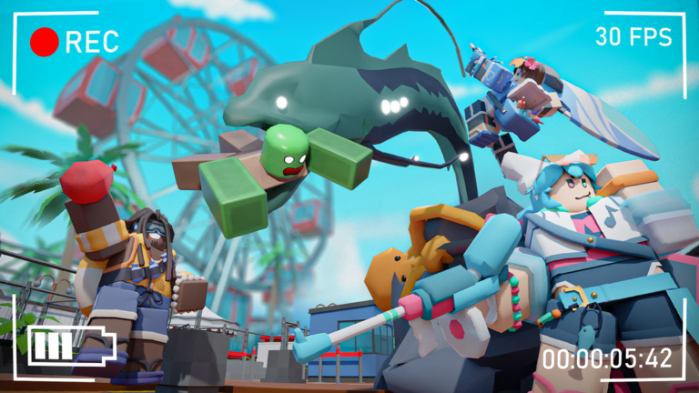 Artwork for the SUMMER, EXIT STAGE LEFT event in Tower Defense Simulator