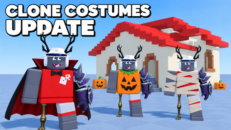 Artwork for the [🎃] CLONE COSTUMES! event in CLONE BUILDERS