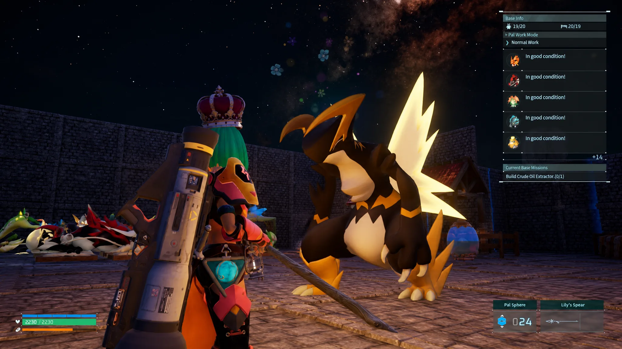 Chikipi and Lamball working in a ranch in Palworld 1.0