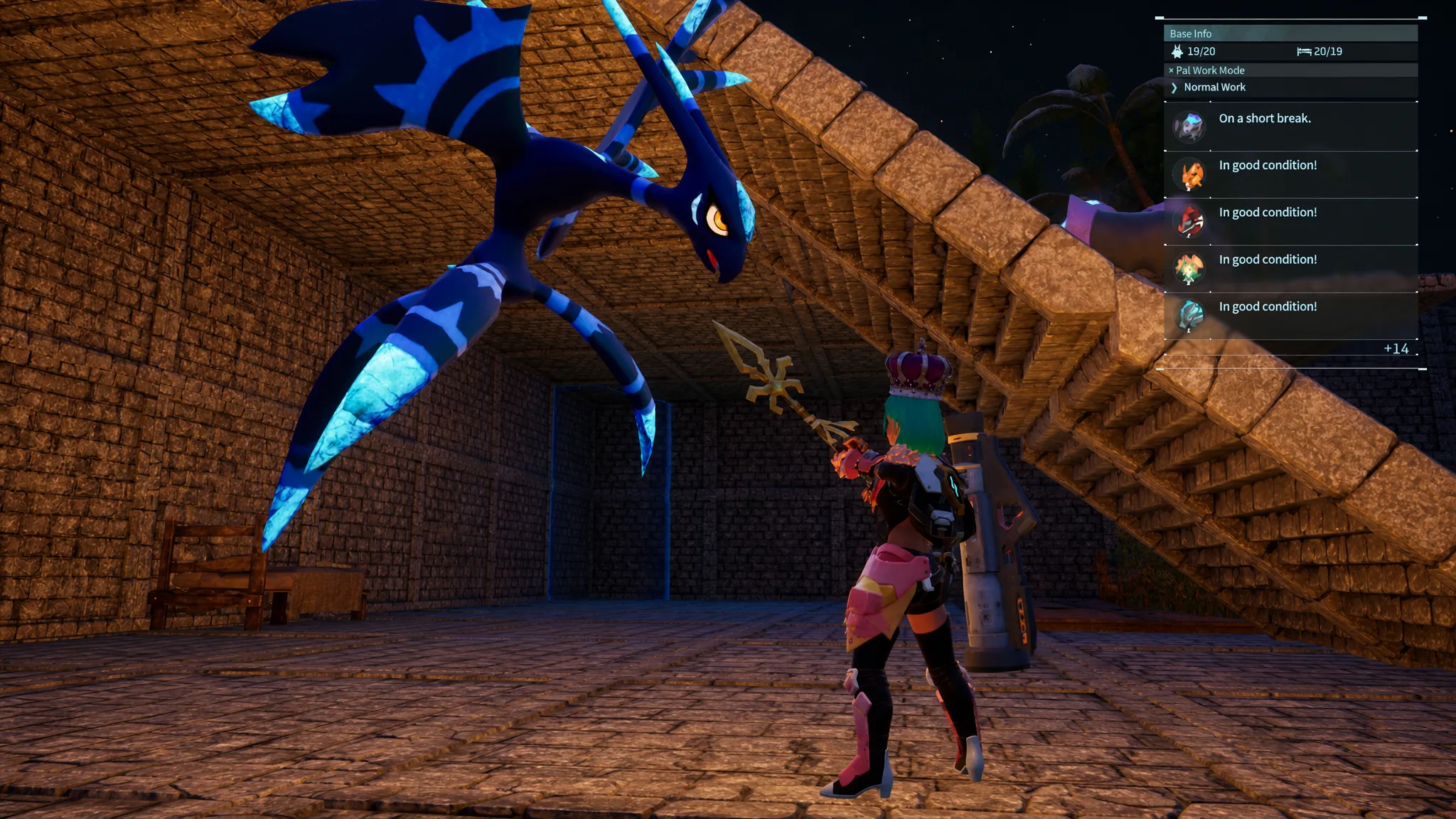 A selection of +1 Work Suitability base bonus Pals in Palworld 1.0