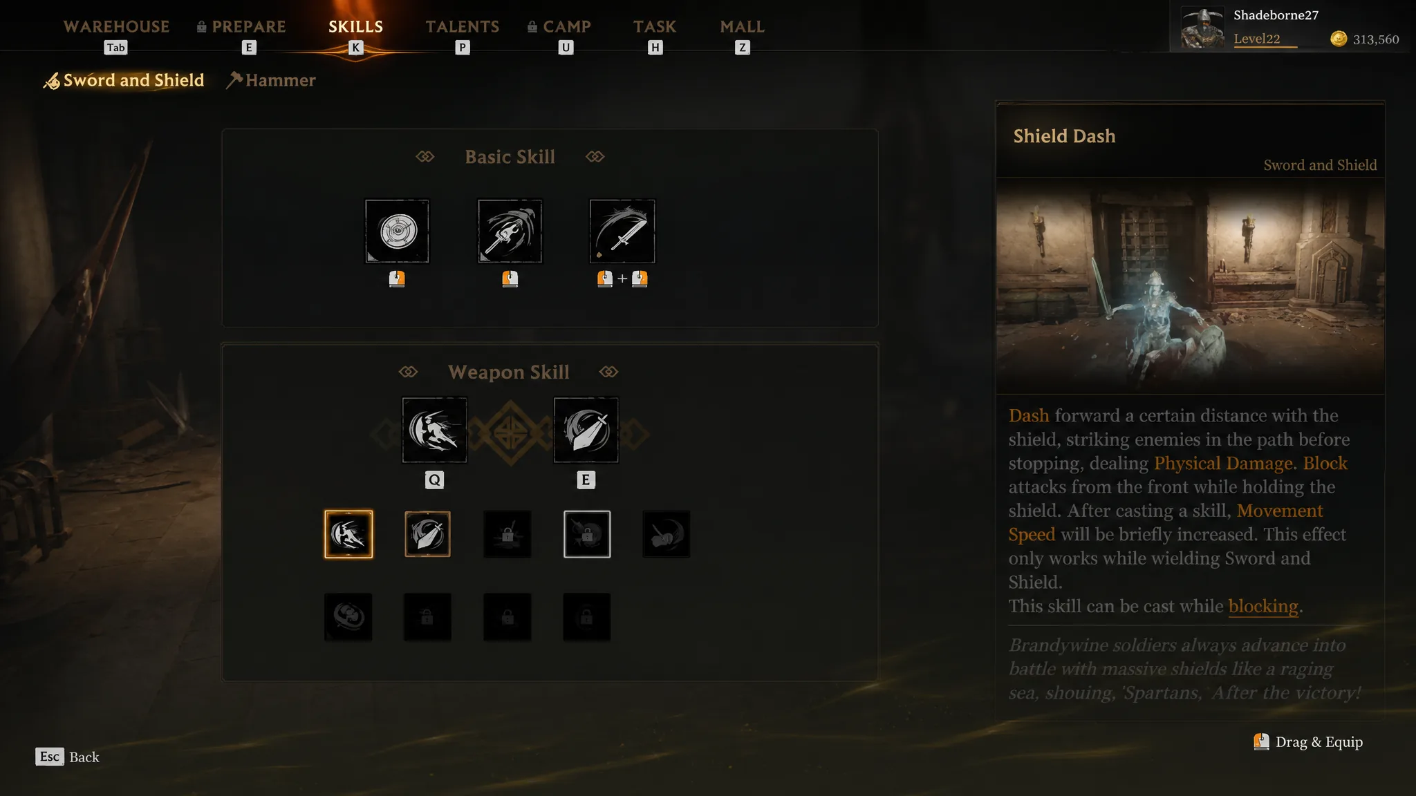 Best sword and shield skills in Mistfall Hunter