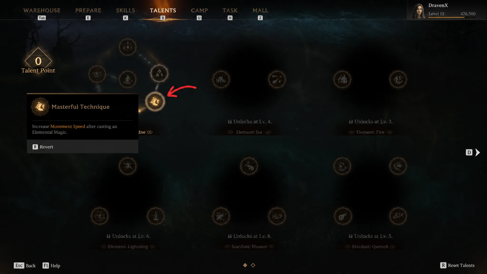 Soircerer talents in Mistfall Hunter