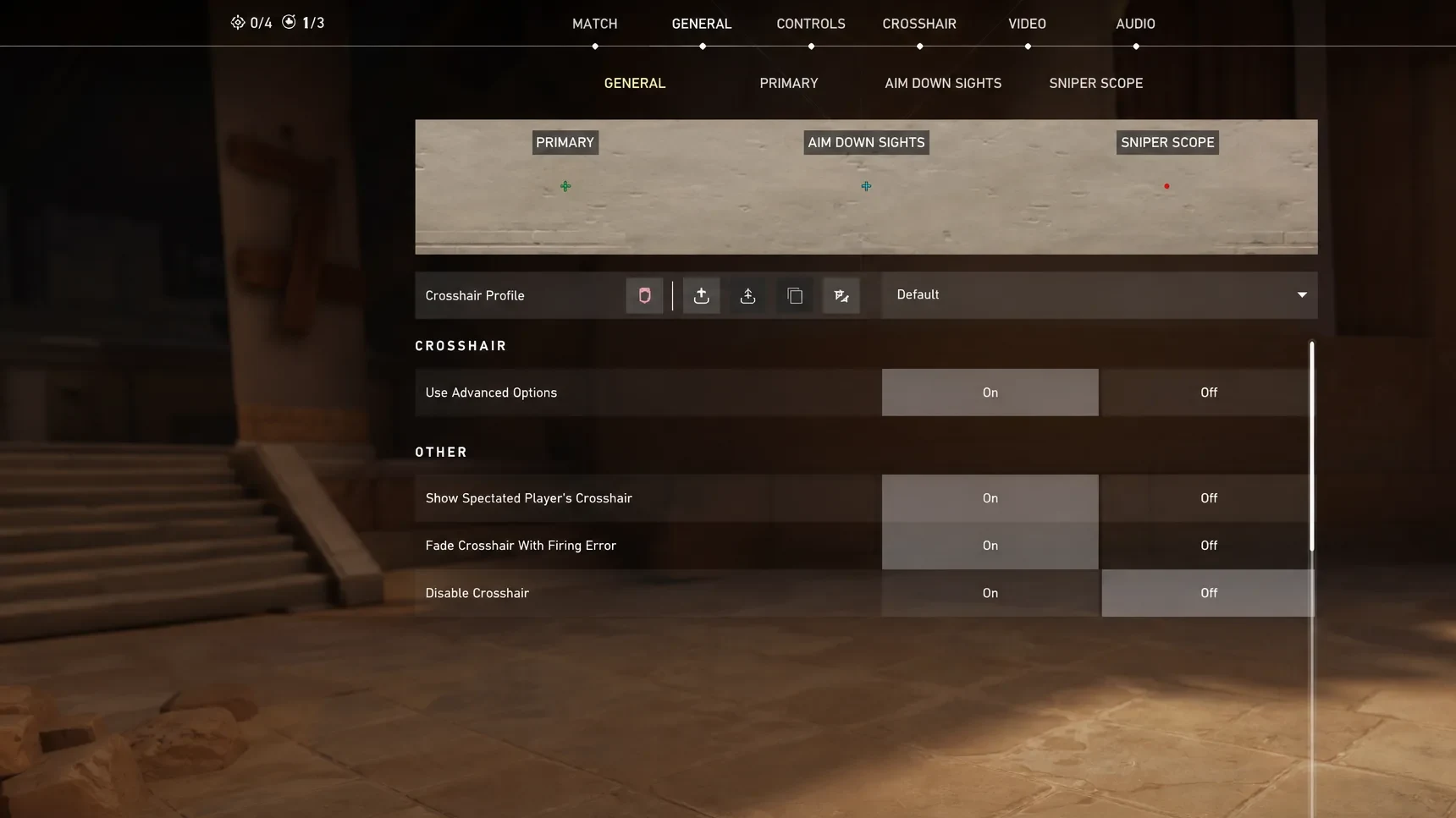 Valorant crosshair: view of a custom profile