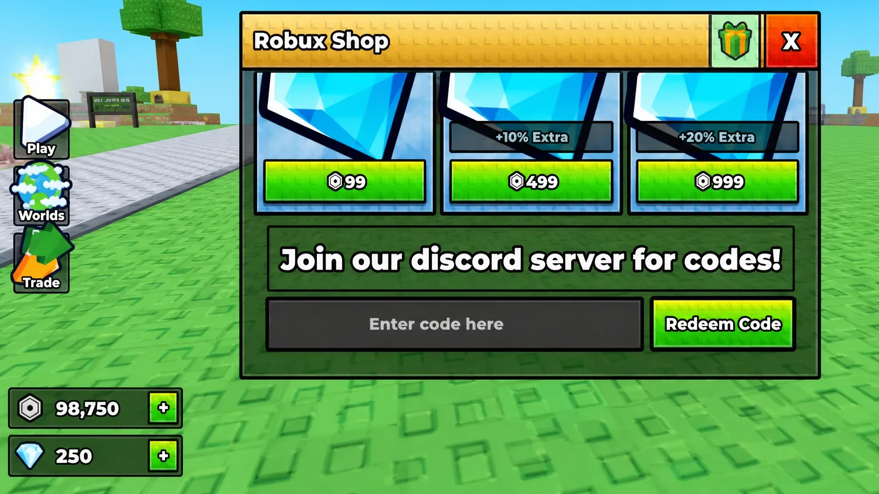Build an ASMR Tower codes: a redemption screen in front of someone stood on grass