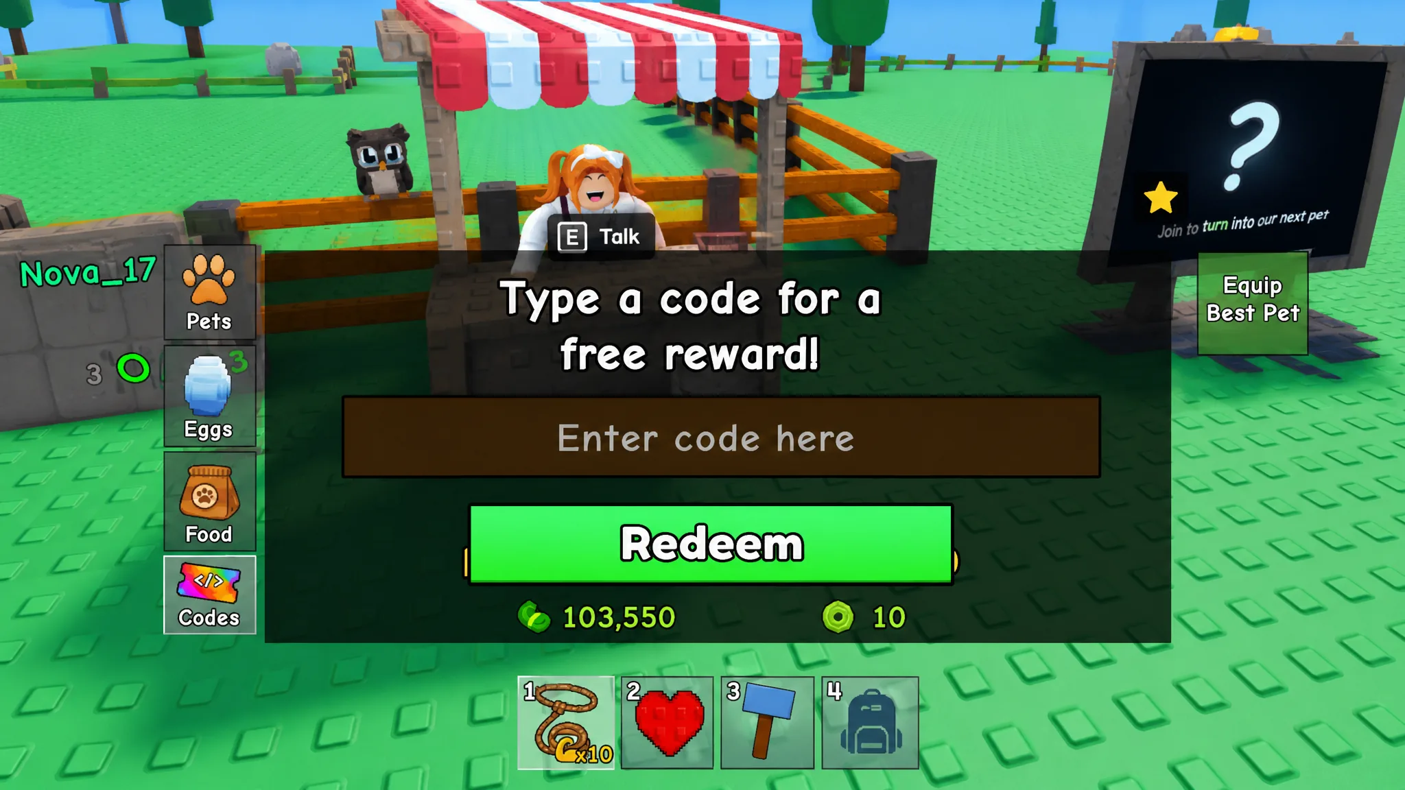 Redeeming Catch and Tame codes on Roblox