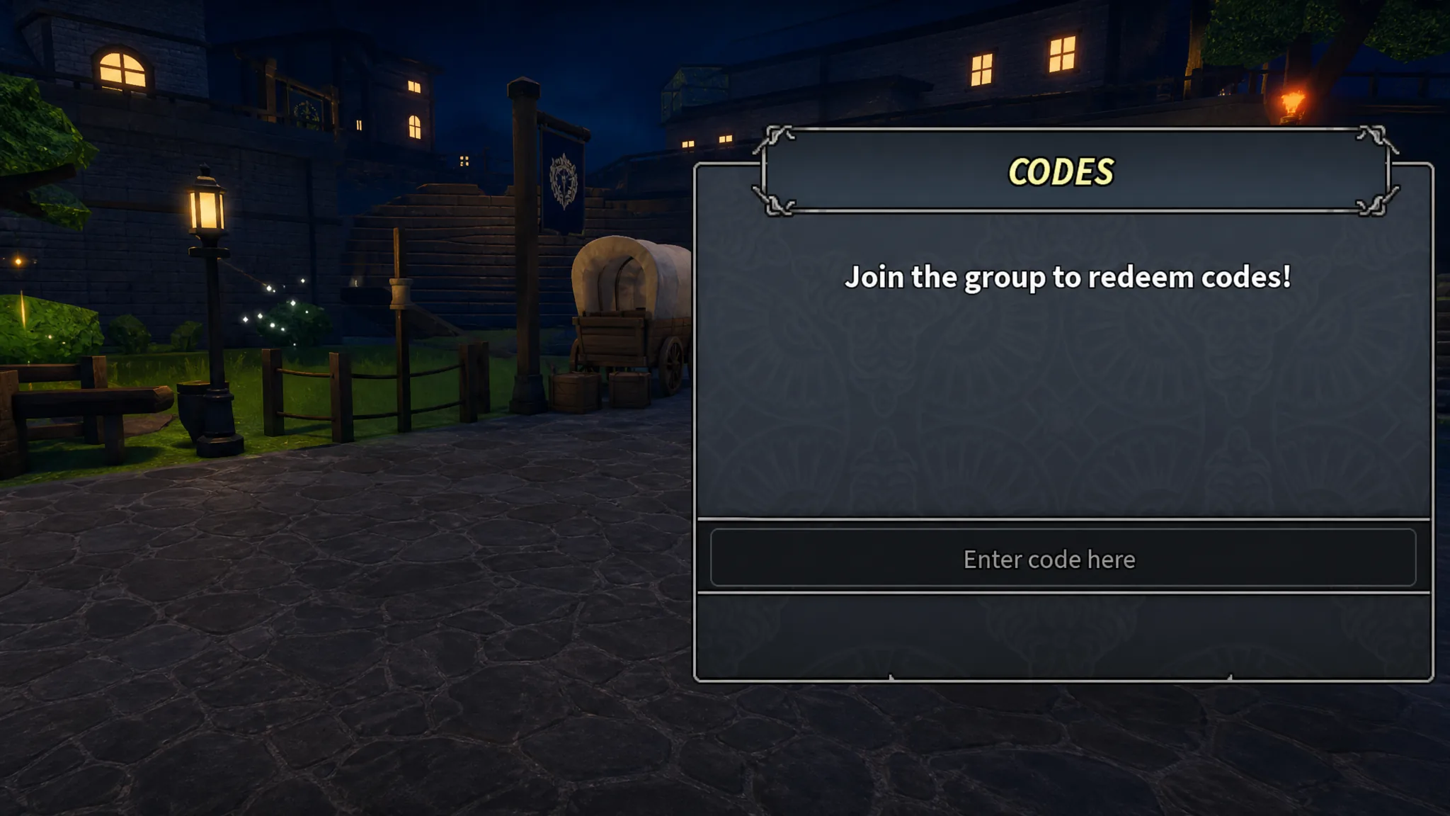 Codes entry box in Devil Hunter roblox experience
