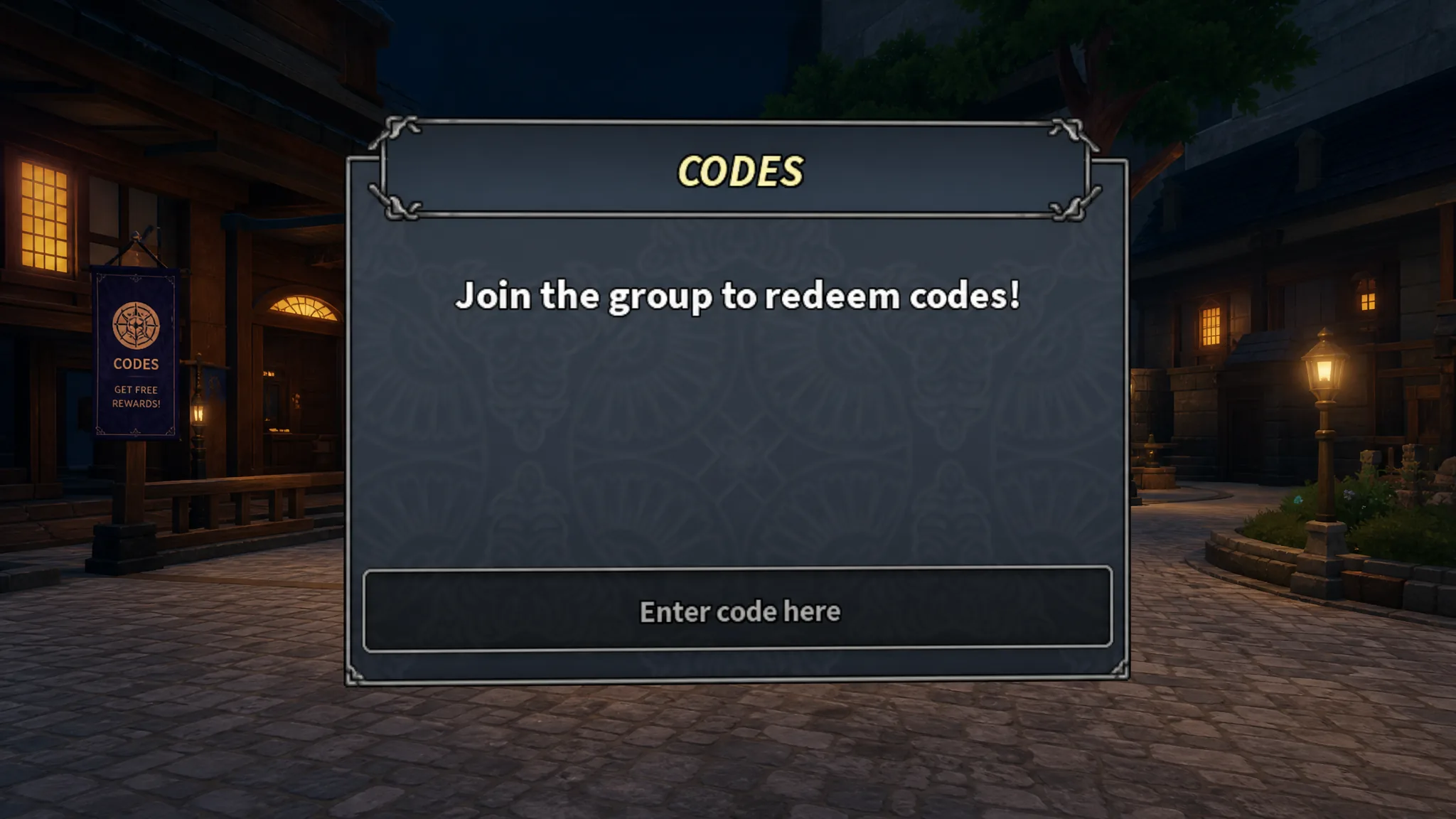 Codes entry box in Devil Hunter roblox experience