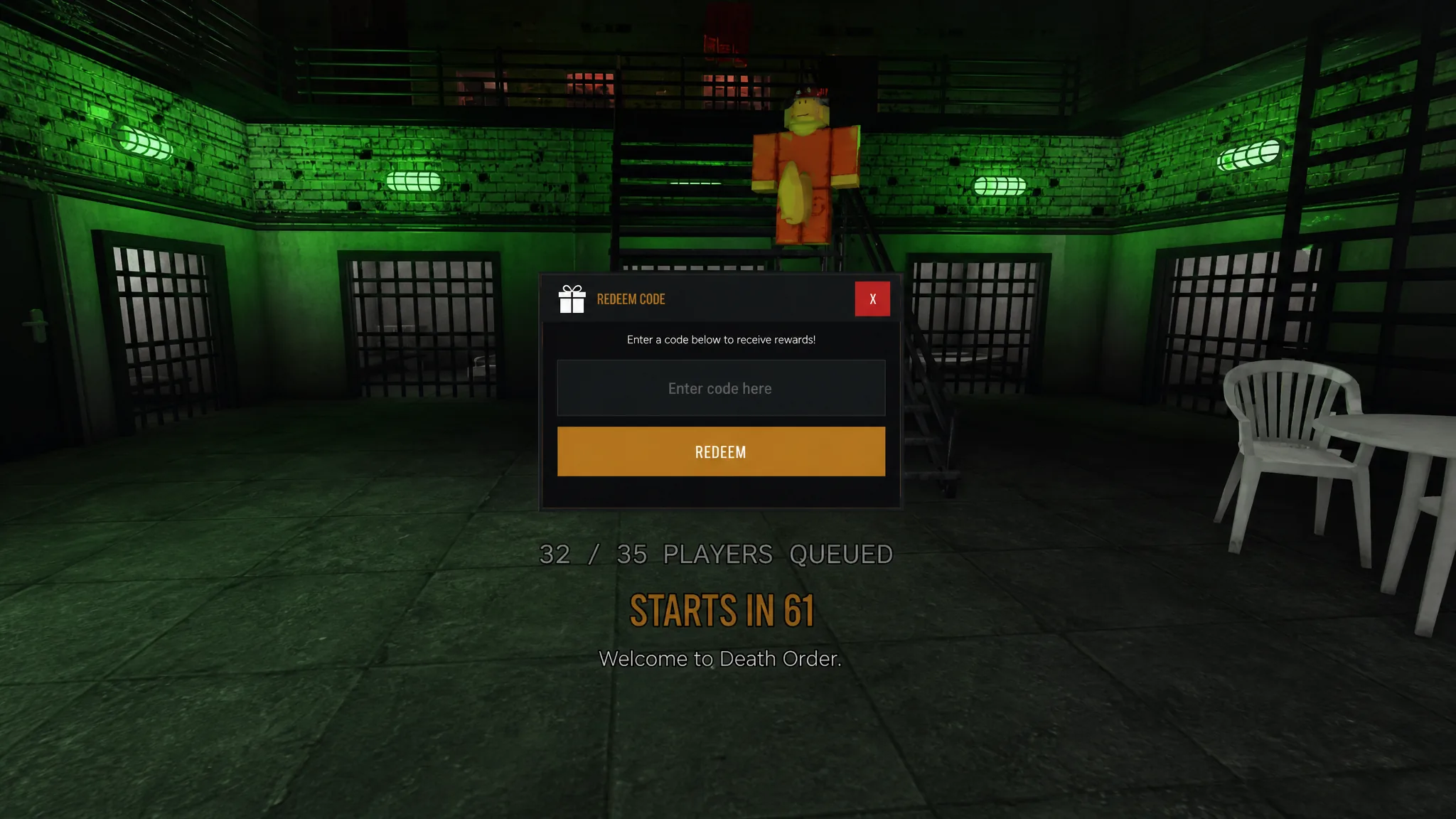 Redeeming Death Order Simon Says codes on Roblox