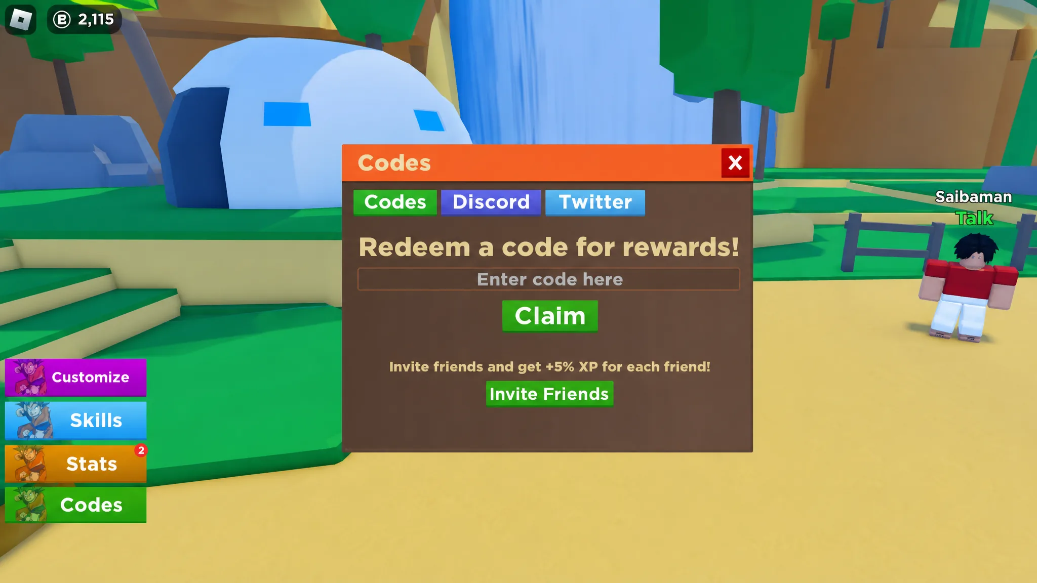 Dragon Soul codes menu screen
