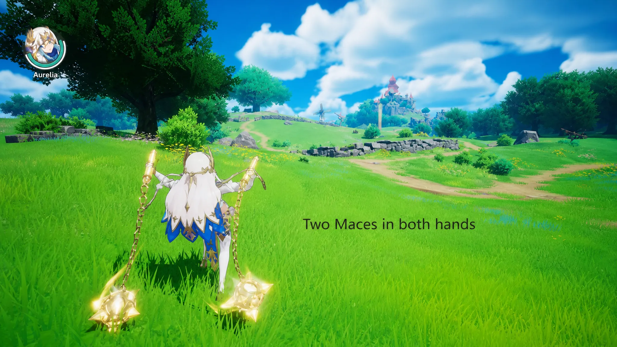Theresia weapon as two mace in both hands