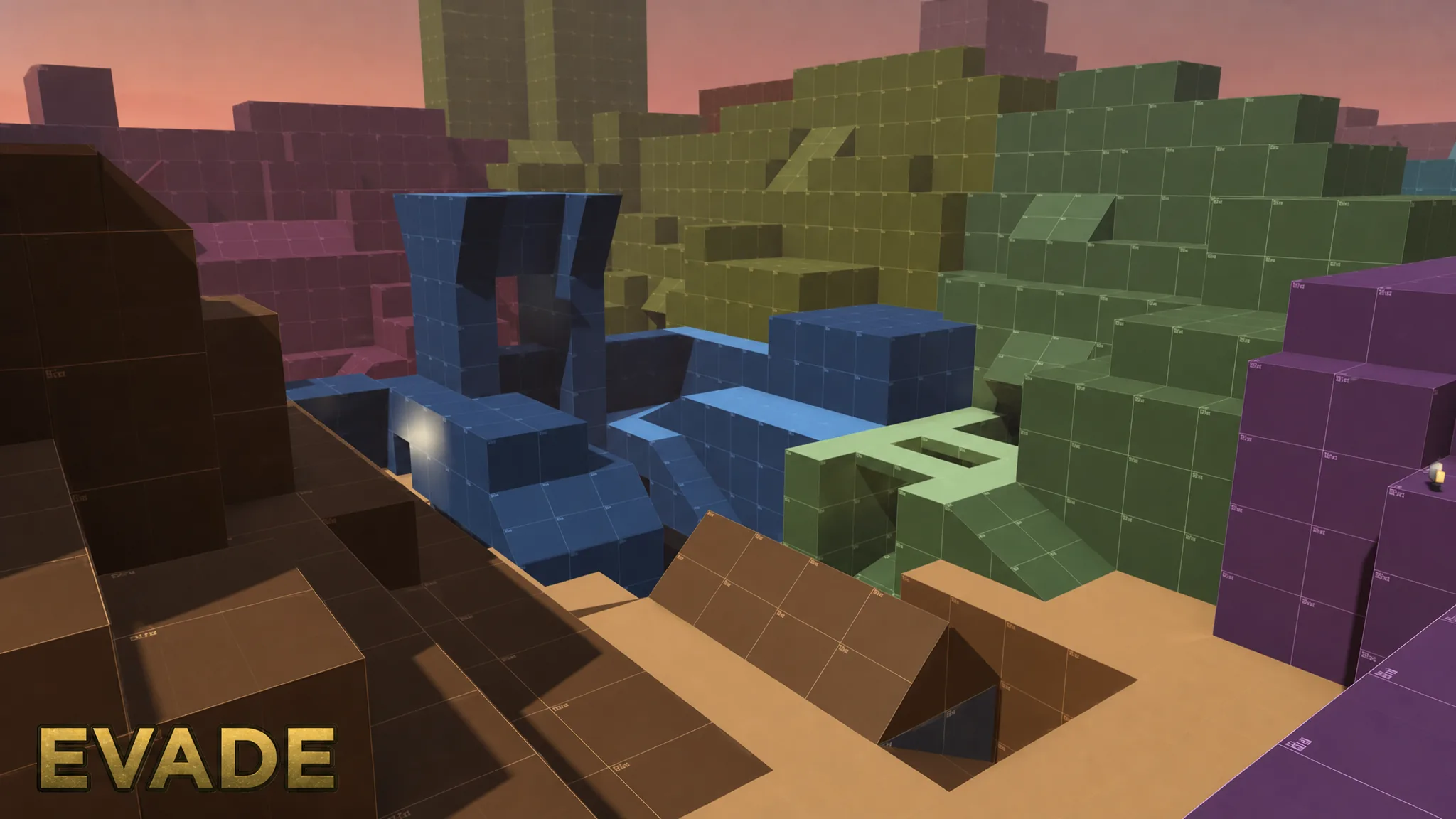 Evade codes - a blocky arena in numerous colors