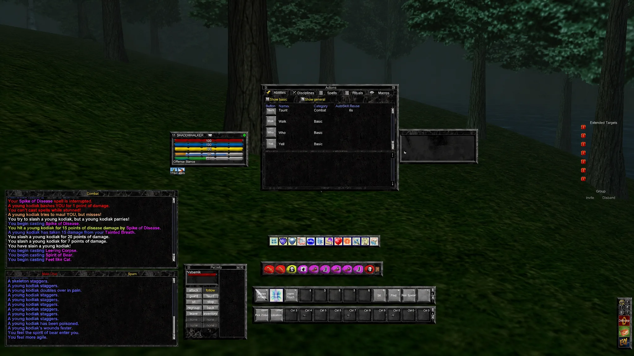 A configured EverQuest Legends interface layout