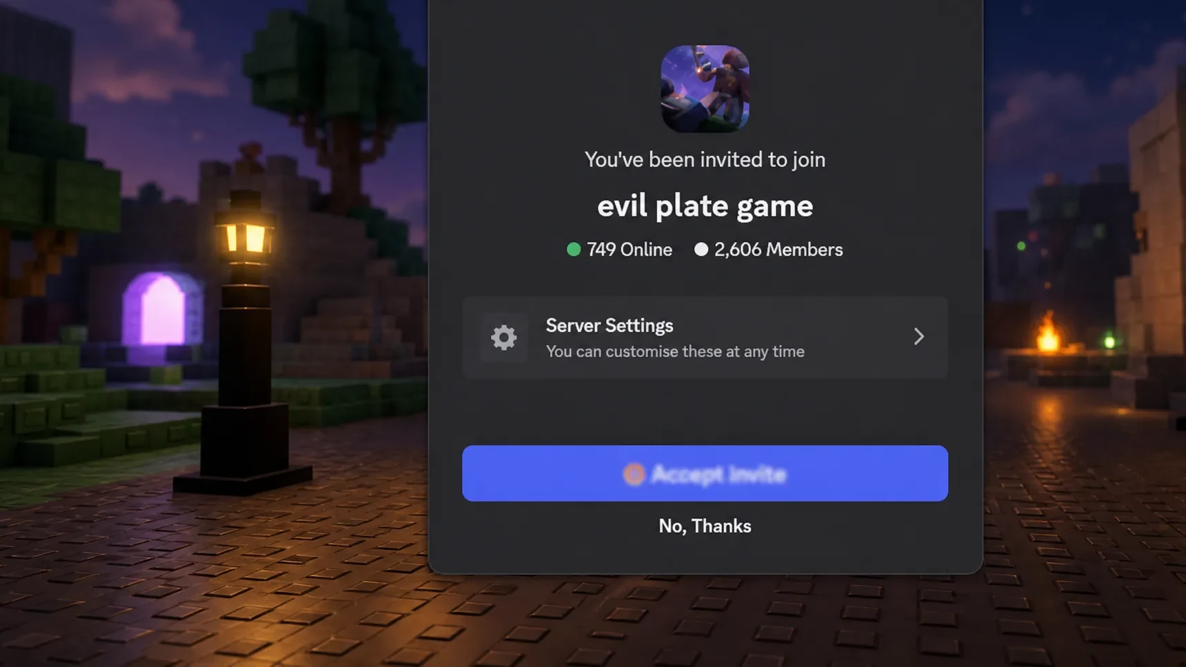Evil Plate Game codes: A screenshot of the Discord server invite with a PT logo in the top right corner