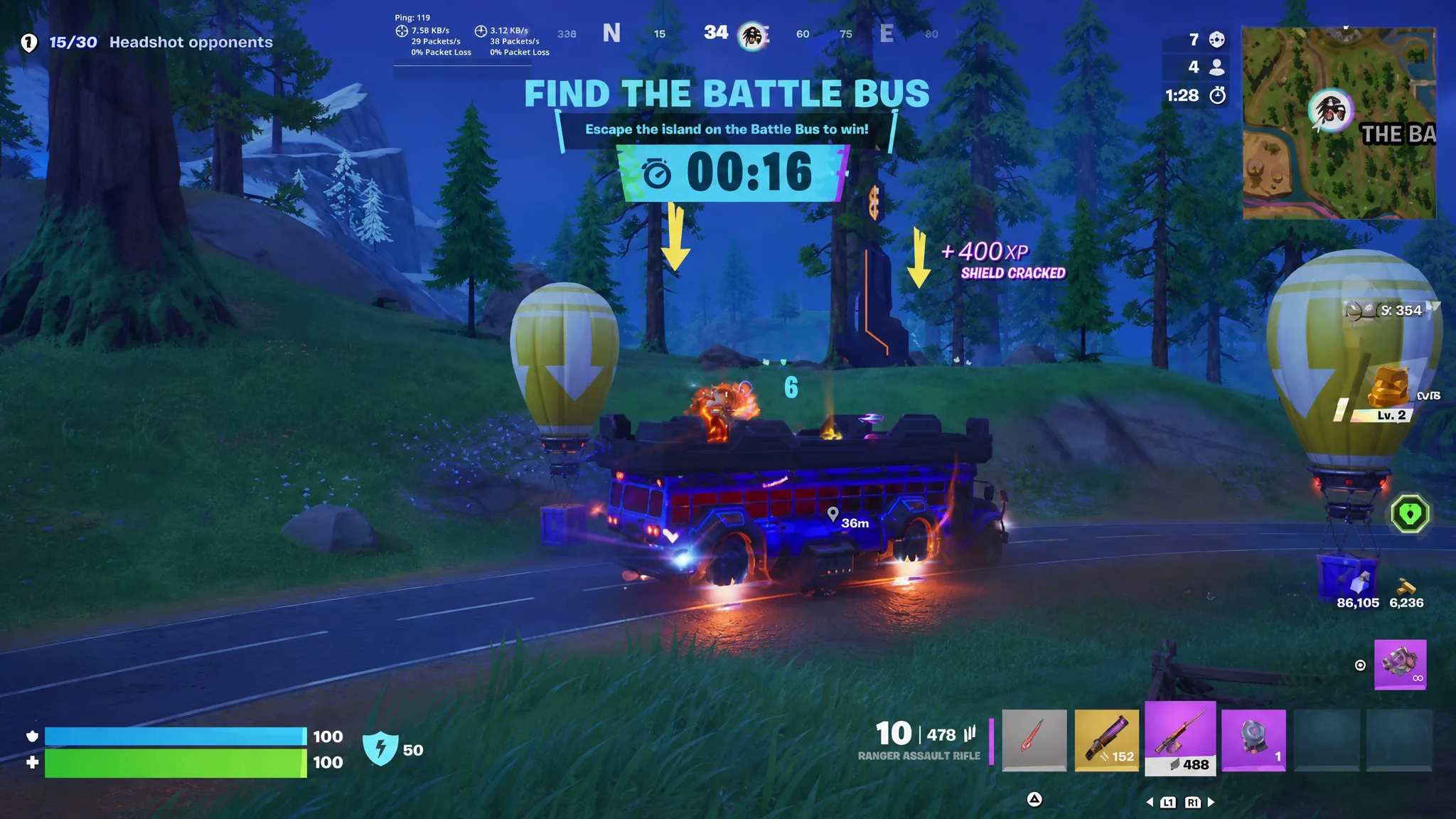 Fortnite Battle Bus Victory Royale Fighting enemies