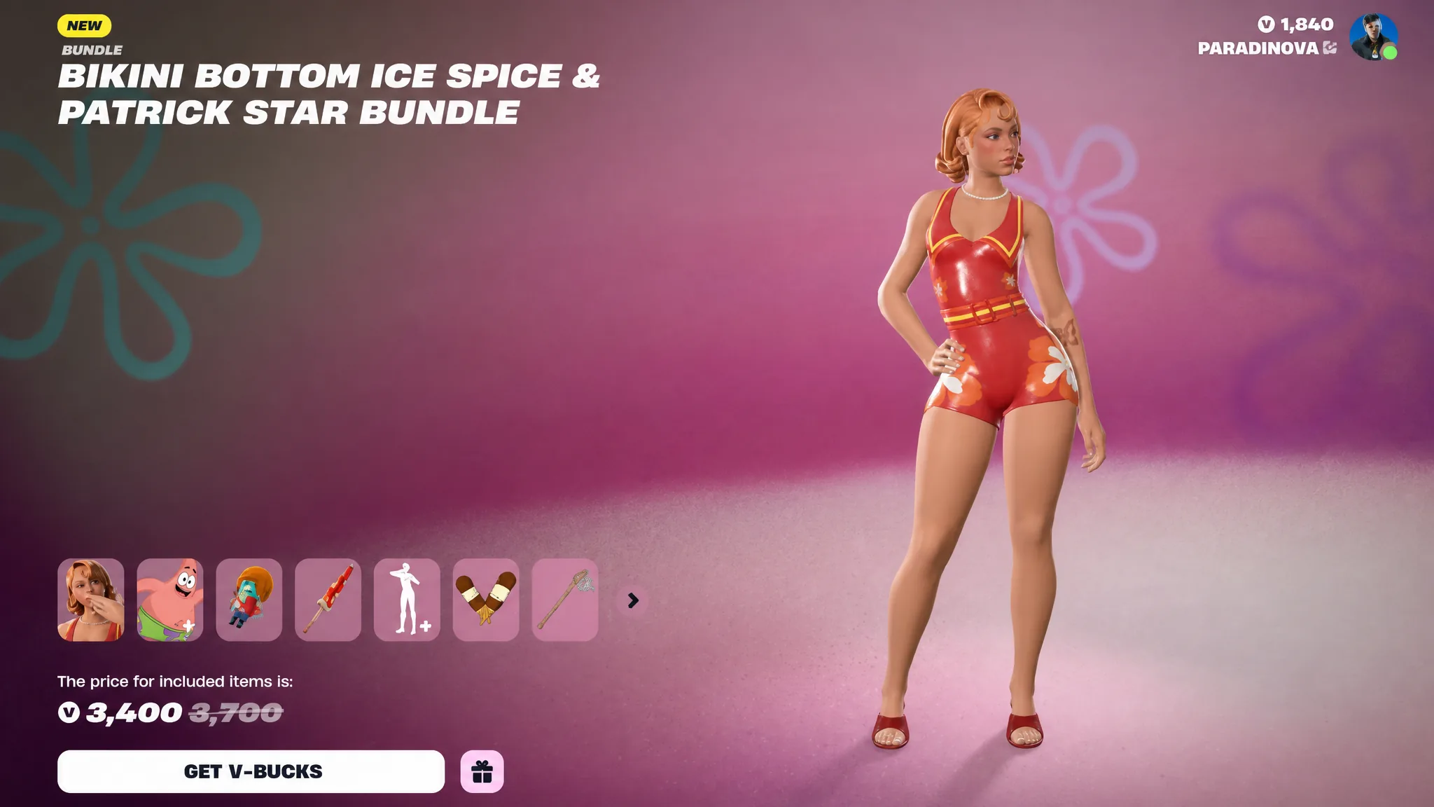 Bikini Bottom Ice Spice & Patrick Star Bundle in the Fortnite Item Shop