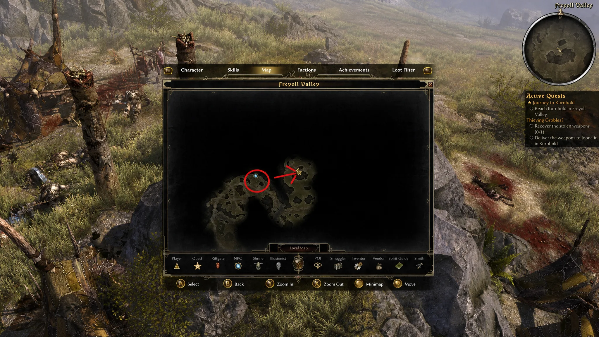 The green valley approach leading toward the fortress town of Kurnhold in Grim Dawn