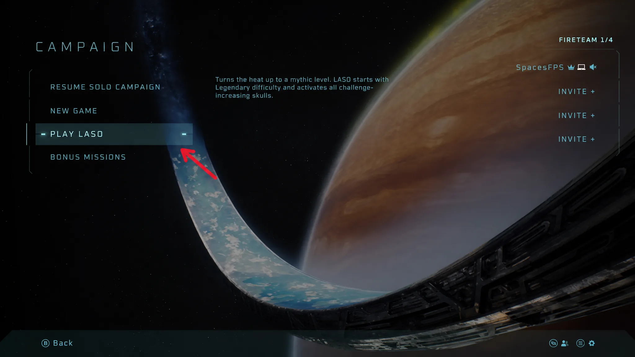 Play LASO option in Halo: Campaign Evolved