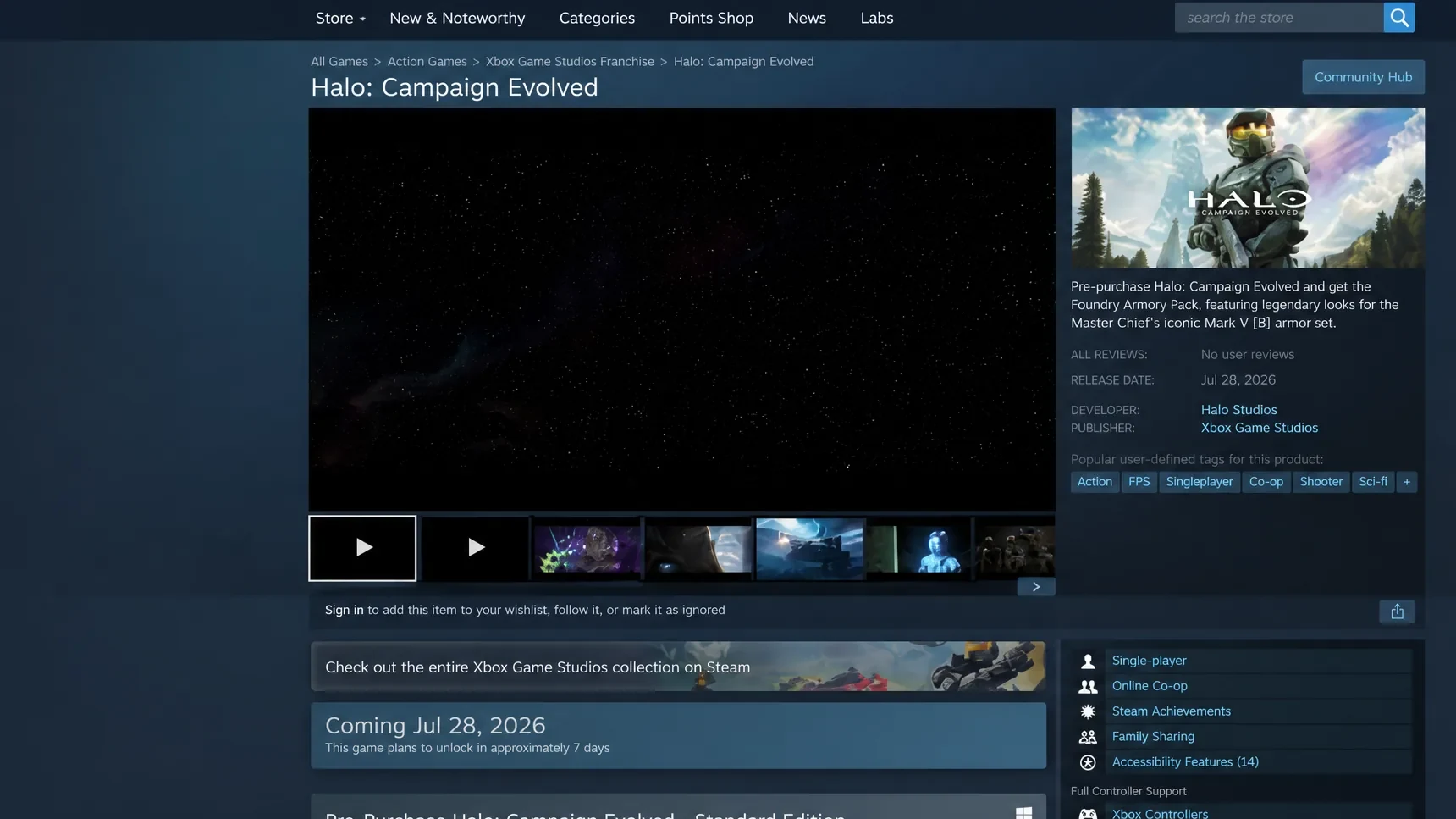 Halo Campaign Evolved Steam page