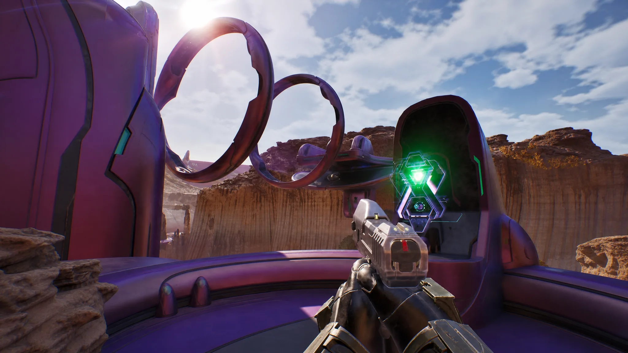 Climbing the stalagmites toward the purple flames holding the Ghost Skull