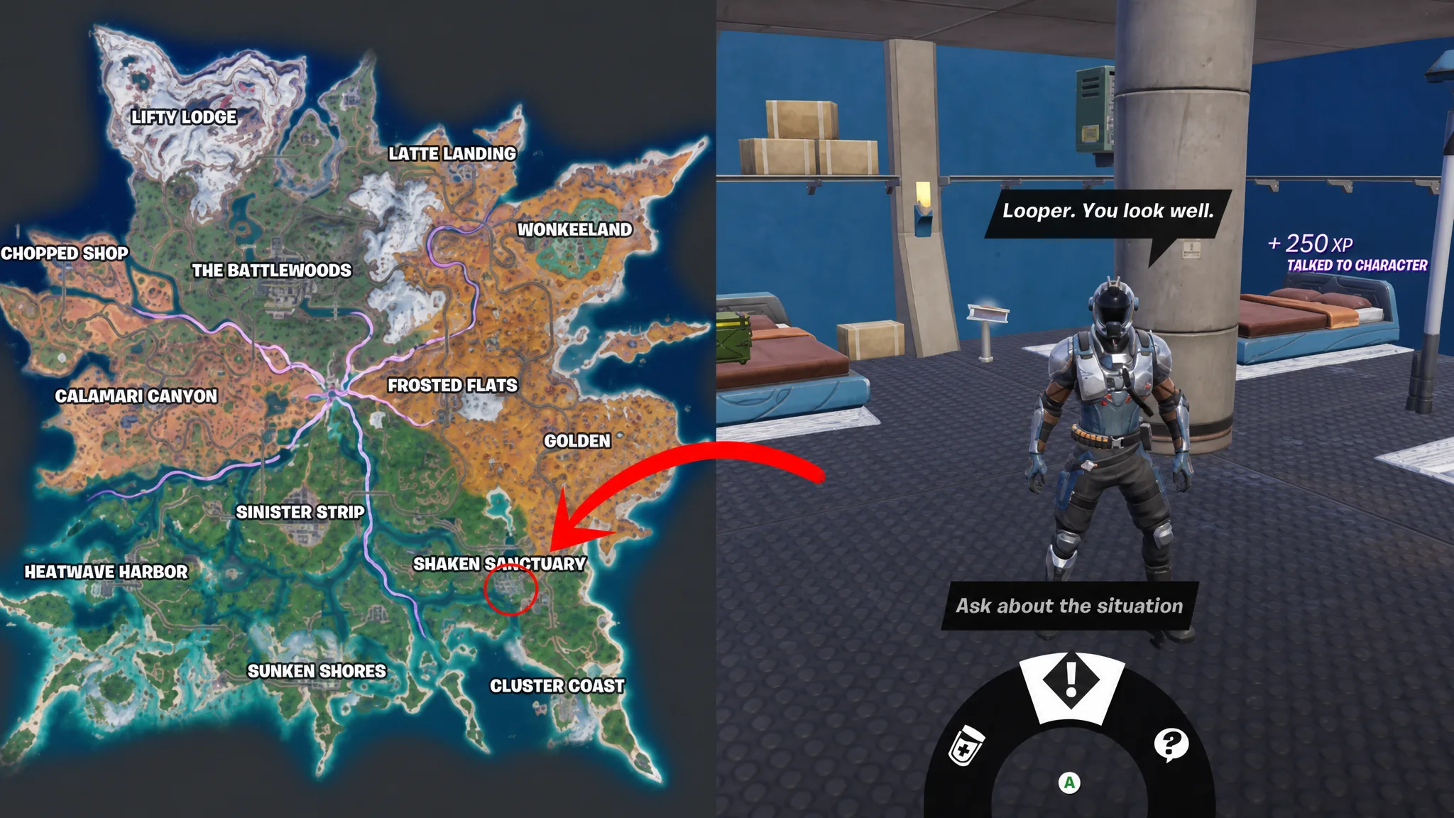 Fortnite Chapter 7 Season 3 map with the Visitor