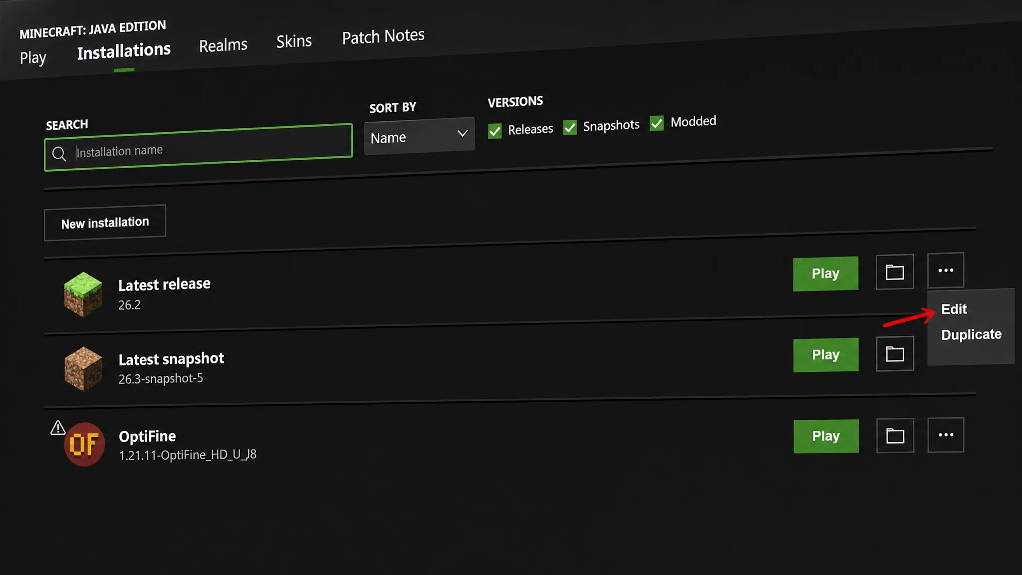 Click on edit to change the allocated RAM settings