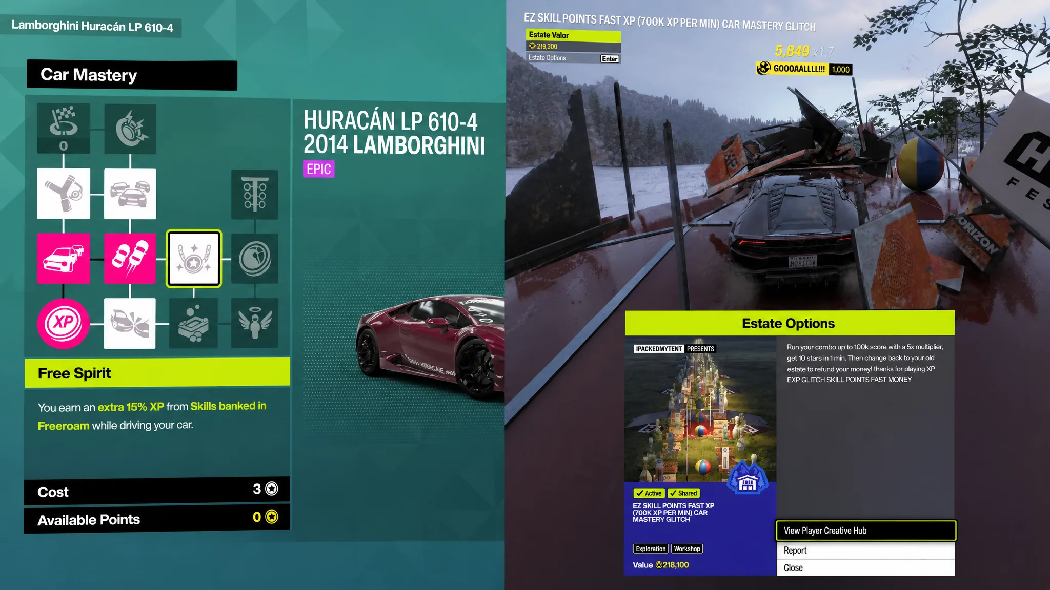 Building a skill chain in the Huracan to earn a Great Skill Chain