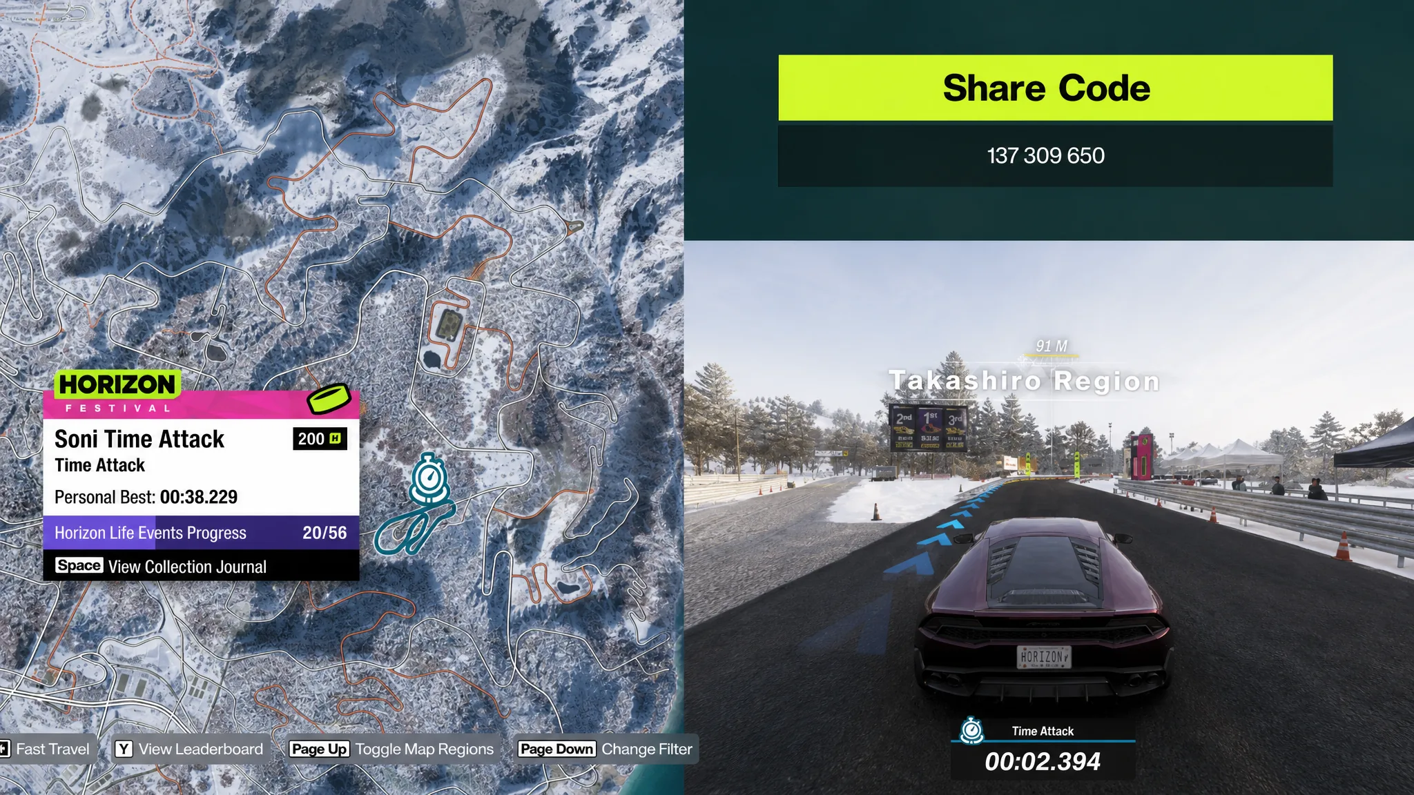 The Soni Time Attack circuit on the Forza Horizon 6 map