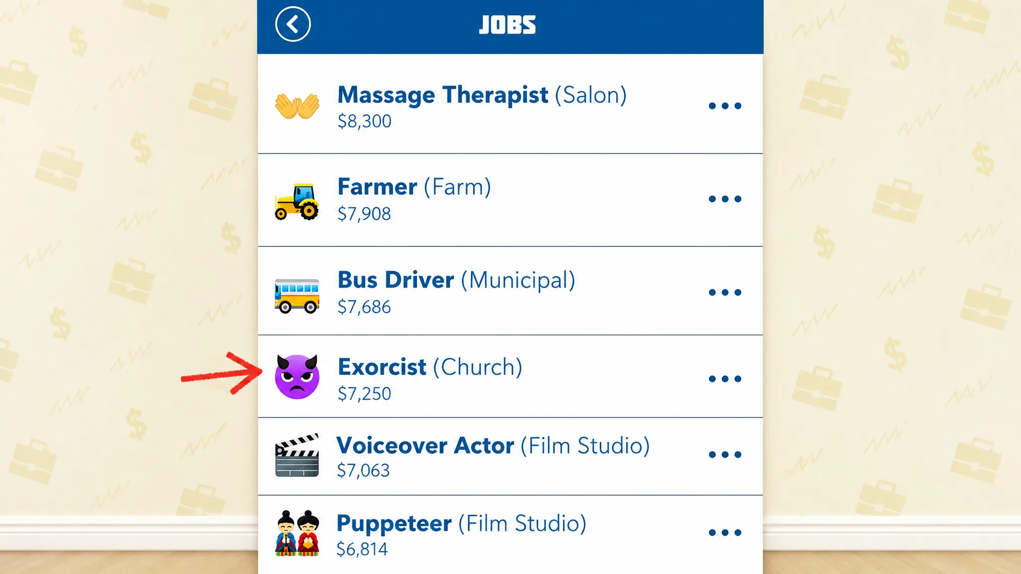 exorcist job marked in bitlife