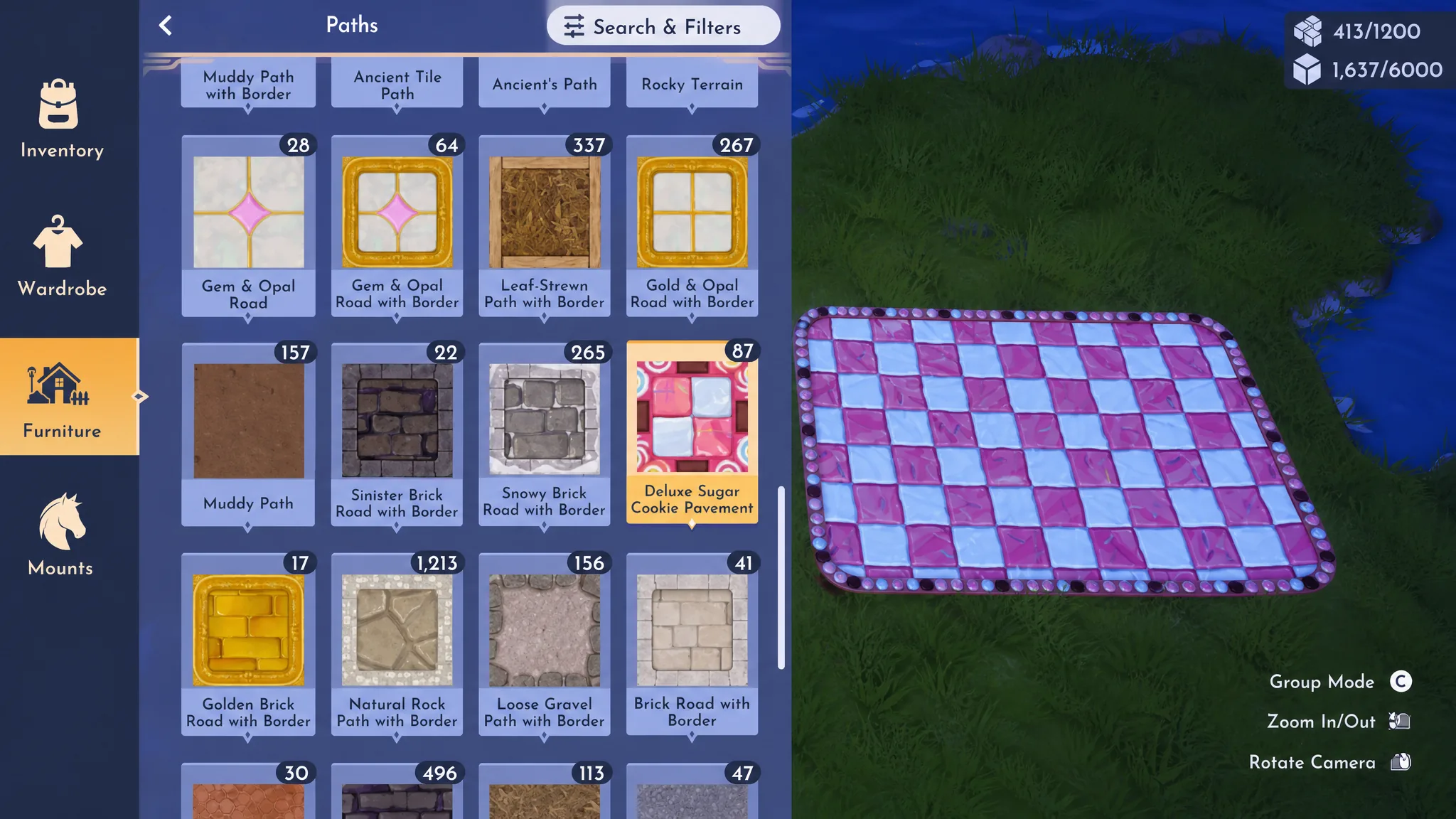 Sugar Cookie Pavement placed in disney dreamlight valley
