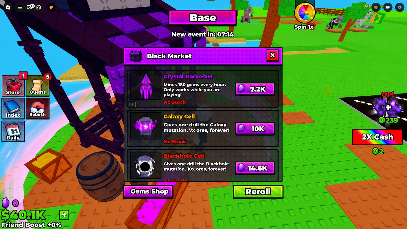 image showing the Black Market items in Make a Drill Farm