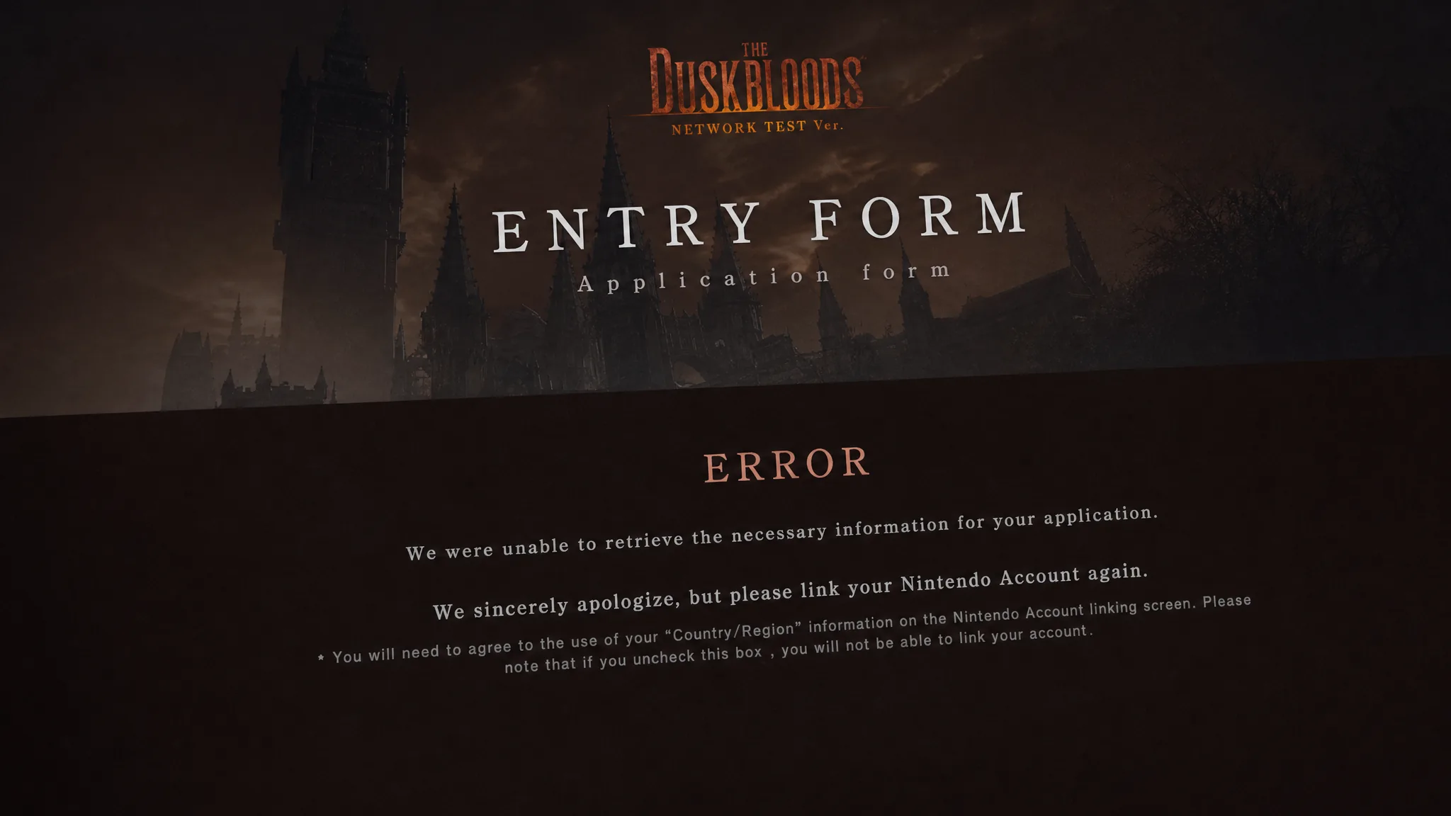The Duskbloods closed network test sign up error