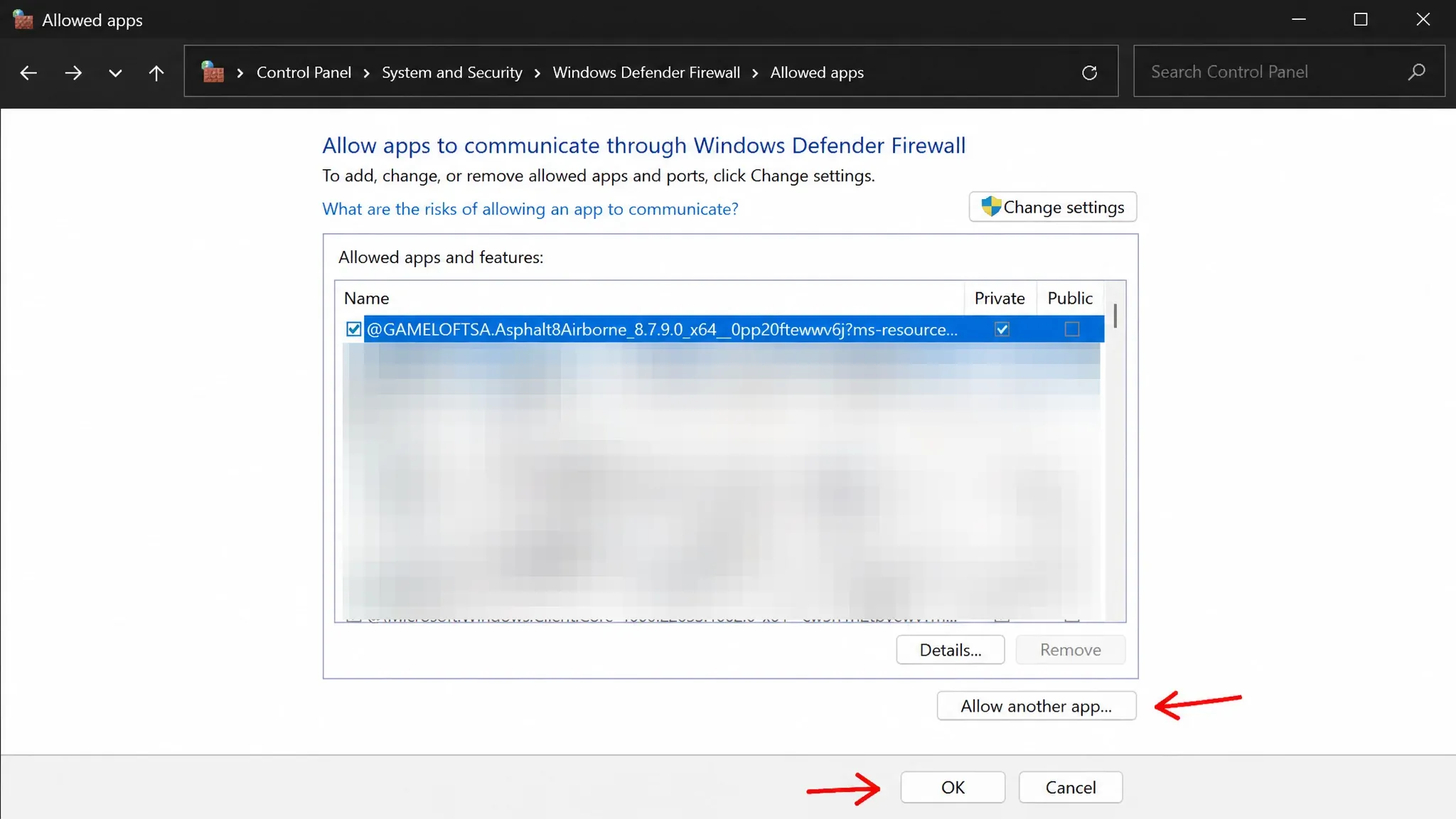 Add other apps through Firewall for Minecraft