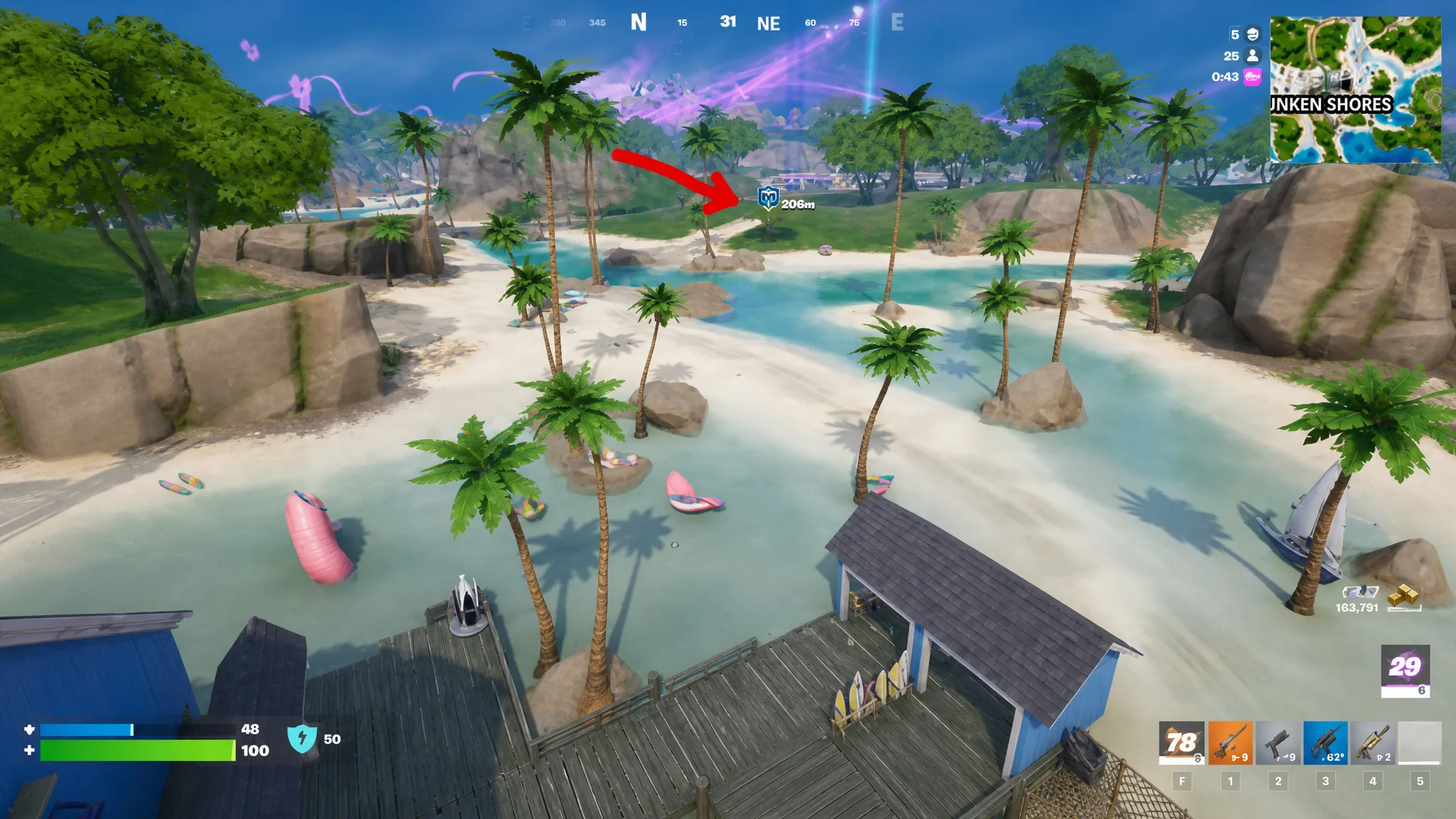 Fortnite Sprite Locator Sprite Chest marked on the map